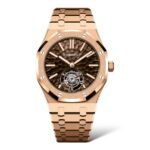 Audemars Piguet Royal Oak 41mm 26730OR.GG.1320OR.01 Rose Gold Selfwinding Tourbillon Frosted Bezel Brown Dimpled Dial - Exotic Boutique Dubai