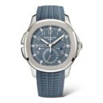 Patek Philippe Aquanaut 40.8mm 5164G Opaline Blue-Grey Dial White Gold Case Composite Material Strap Dual Time Zone - Exotic Boutique Dubai
