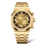 Audemars Piguet Royal Oak 41mm 26240BA.OO.1320BA.02 Selfwinding Chronograph Yellow Gold Case Grande Tapisserie Yellow-Gold Toned Dial - Exotic Boutique Dubai