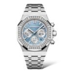 Audemars Piguet Royal Oak 38mm 26715ST.ZZ.1356ST.01 Stainless Steel Light Blue Dial Diamonds Set Bezel - Exotic Boutique Dubai