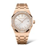 Audemars Piguet Royal Oak 37mm Selfwinding 15551OR.ZZ.1356OR.04 Rose Gold Silver-Toned Dial - Exotic Boutique Dubai