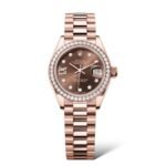 Rolex Lady Datejust 28mm 279135RBR Everose Gold President Bracelet Diamonds Bezel Chocolate Dial - Exotic Boutique Dubai