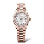 Rolex Lady Datejust 28mm 279135RBR Everose Gold President Bracelet Diamonds Bezel Mother-Of-Pearl Dial - Exotic Boutique Dubai