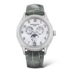 Patek Philippe Complications 38mm 4948G-010 Annual Calendar Moon Phases Diamonds-Set Bezel Alligator Pale Grey Strap Mother-Of Pearl Dial - Exotic Boutique Dubai