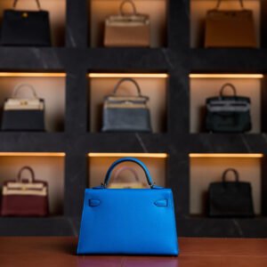 Hermès Mini Kelly 20 Blue Celeste Epsom Leather with Gold Hardware - 2025 New Full Set - Exotic Boutique Dubai