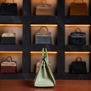 Hermès Birkin 20 Vert d'Eau Gold Hardware Crocodile matte 2023 New Full Set - Exotic Boutique Dubai