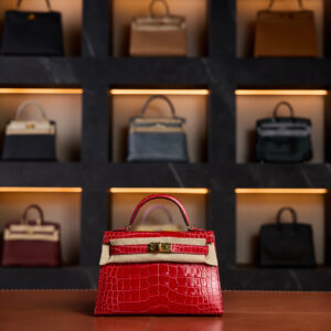 Hermès Kelly 20 Braise 2024 Crocodile shiny new full set Gold Hardware