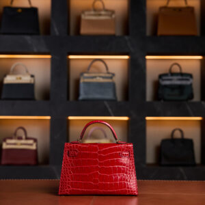 Hermès Kelly 20 Braise 2024 Crocodile shiny new full set Gold Hardware