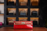 Hermès Kelly Cut Diamond In Rouge de Coeur Color With White Gold and diamonds Hardware Full Set 2021
