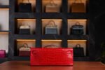 Hermès Kelly Cut Diamond in Rouge de Cœur Niloticus Crocodile with White Gold & Diamond Hardware - 2021 Full Set - Exotic Boutique Dubai