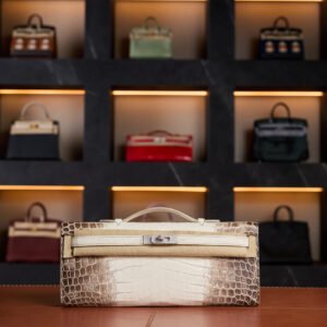 Hermès Kelly Cut Diamond in Himalaya Niloticus Crocodile with White Gold & Diamond Hardware - 2024 Full Set - Exotic Boutique Dubai