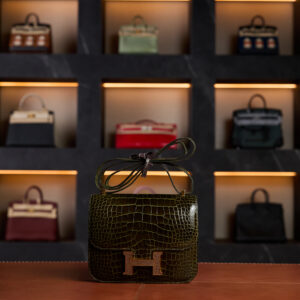 Hermès Constance Black Color In Crocodile Leather Palladium Hardware 2024 Full Set