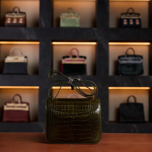 Hermès Constance Black Color In Crocodile Leather Palladium Hardware 2024 Full Set
