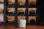 Hermès Mini Picotin Gris Pale Ostrich with Gold Hardware 2023 New Full Set - Exotic Boutique Dubai