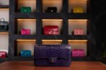 Chanel Medium Classic Flap Bag in Dark Purple Shiny Crocodile Leather with Gold Hardware - Rare Exotic Collector’s Edition - Exotic Boutique Dubai