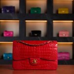 Chanel Maxi Flap Bag in Orange Matte Crocodile Leather with Gold Hardware - Rare Collector’s Edition - Exotic Boutique Dubai