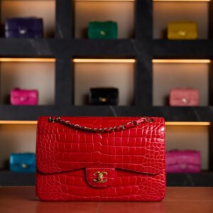 Chanel Maxi Flap Bag in Orange Matte Crocodile Leather with Gold Hardware - Rare Collector’s Edition - Exotic Boutique Dubai
