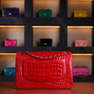 Chanel Maxi Flap Bag in Orange Matte Crocodile Leather with Gold Hardware - Rare Collector’s Edition - Exotic Boutique Dubai