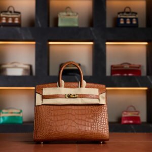 Hermès Birkin 25 Gold Hardware Gold Color Crocodile 2024 New Full Set - Exotic Boutique Dubai