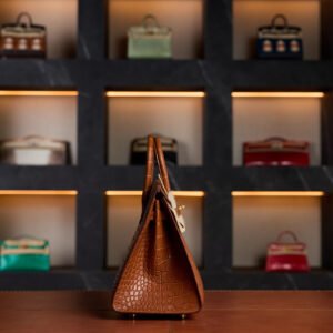 Hermès Birkin 25 Gold Hardware Gold Color Crocodile 2024 New Full Set - Exotic Boutique Dubai