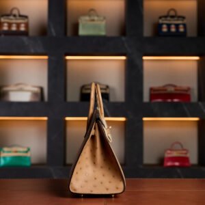 Hermès Birkin 25 Gold Ostrich Leather with Gold Hardware - 2025 Full Set - Exotic Boutique Dubai
