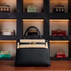Hermès Kelly 25 Black Epsom Leather Gold Hardware - 2025 New Full Set - Exotic Boutique Dubai