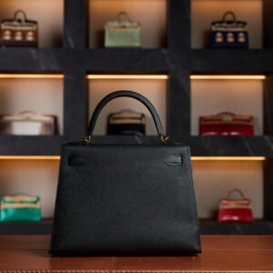Hermès Kelly 25 Black Epsom Leather with Gold Hardware - 2025 New Full Set - Exotic Boutique Dubai
