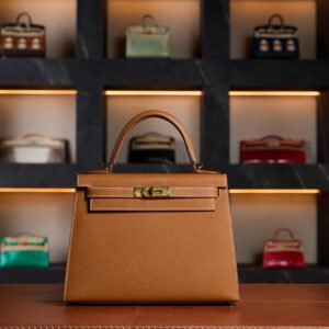 Hermès Kelly 25 Gold Epsom Leather with Gold Hardware - 2025 New Full Set - Exotic Boutique Dubai