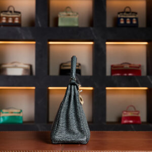 Hermès Kelly 28 Dalmatian Grey Buffalo leather Palladium Hardware 2010 new full set