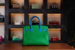 Hermès Birkin 30 Bamboo Green / Blue Hydra HSS Special Order Double Colored PHW - Exotic Boutique Dubai