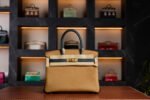 Hermès Birkin 30 HSS Special Order Double Colored Gold Hardware - Biscuit with Dark Blue 2025 New Full Set - Exotic Boutique Dubai