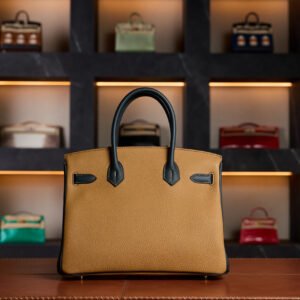 Hermès Birkin 30 HSS Special Order Double Colored Gold Hardware - Biscuit with Dark Blue 2025 New Full Set - Exotic Boutique Dubai